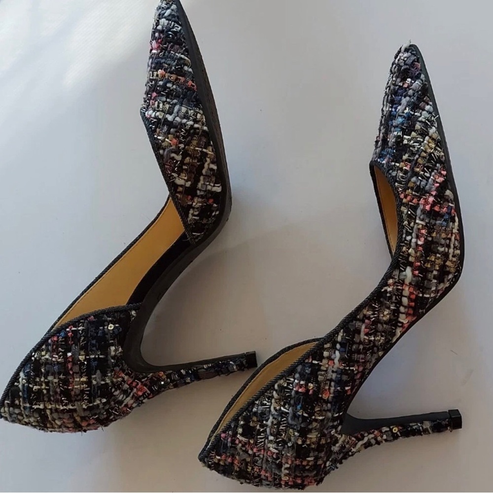 Jessica Simpson Black Multi Tweed D'Orsay Pointed Toe Pumps - Picture 9 of 13